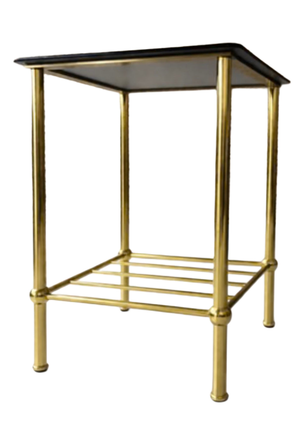 Table d’appoint en laiton et verre fumé – années 80/90