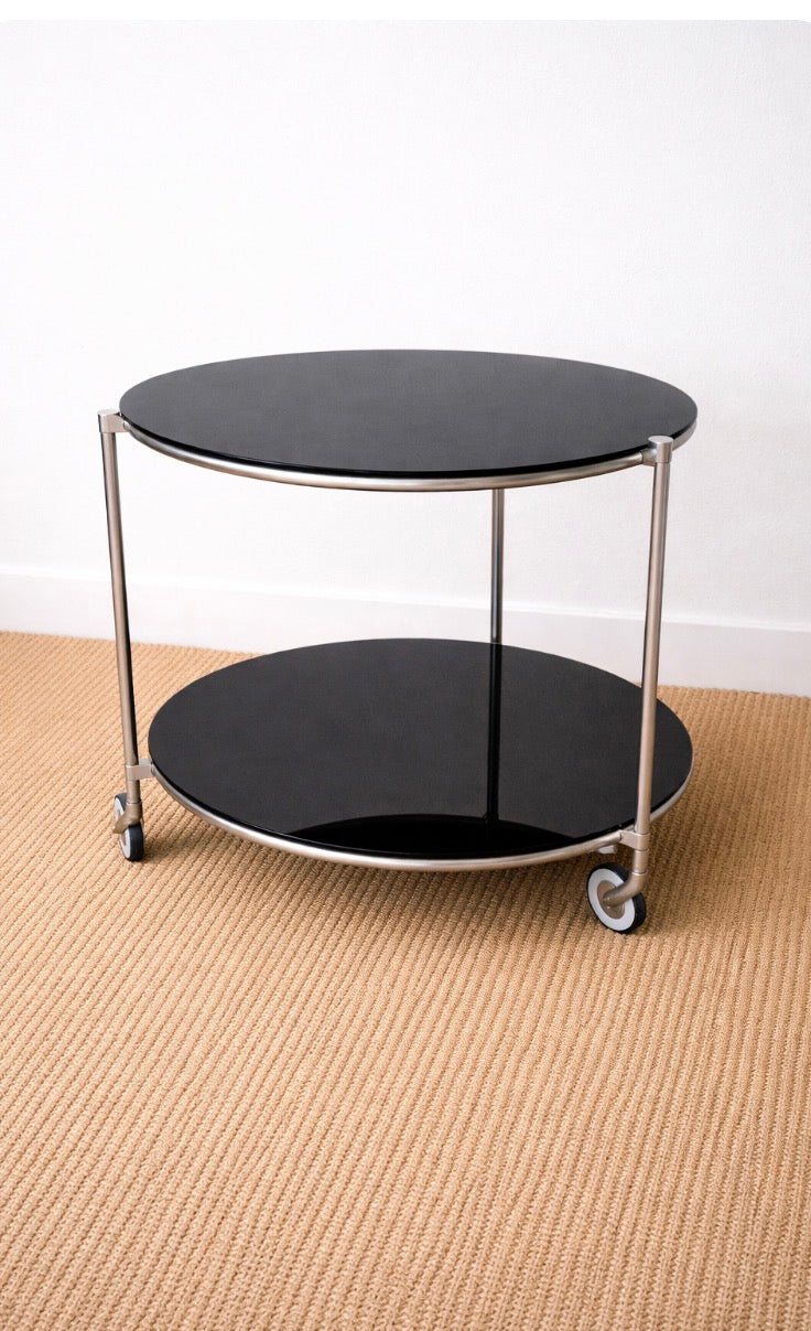 Table d’ appoint  – verre fumé & chrome