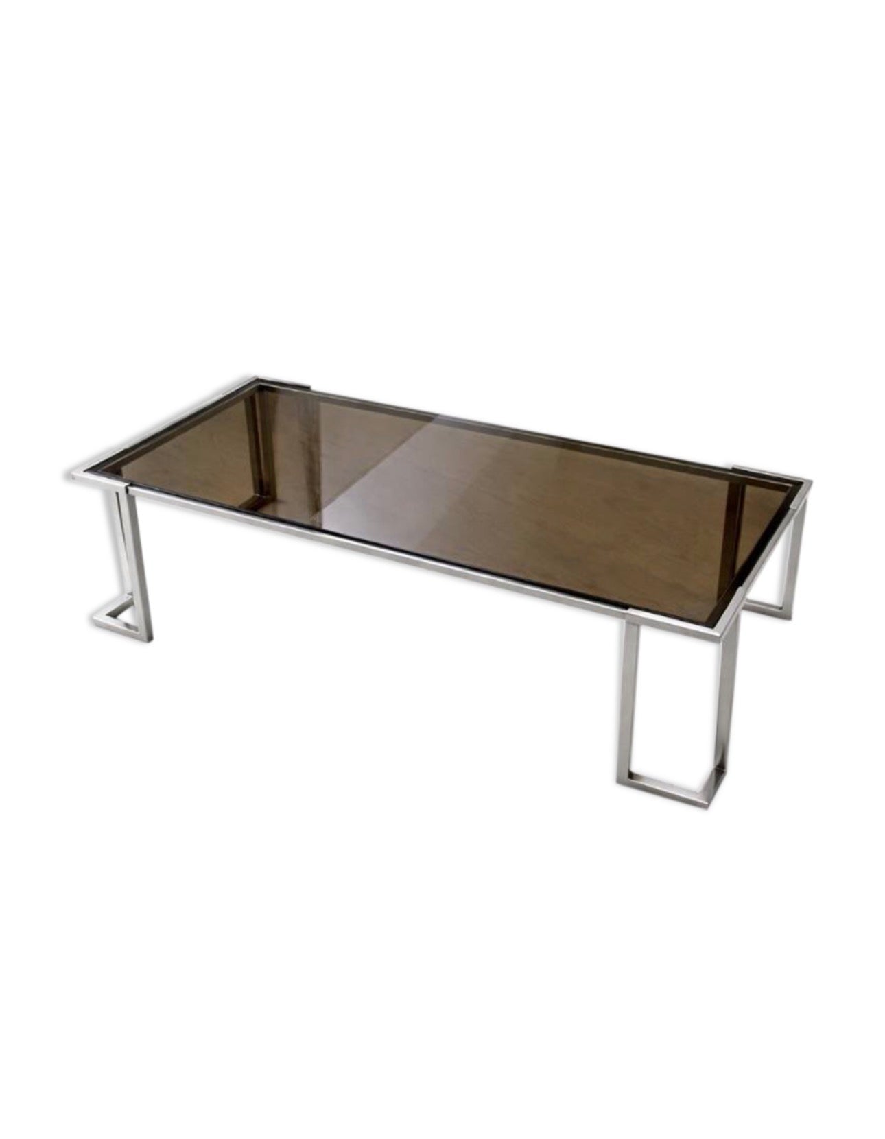 Table basse chrome et verre fumé – années 70