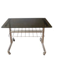 Desserte chromée à roulettes – verre fumé – années 70/80