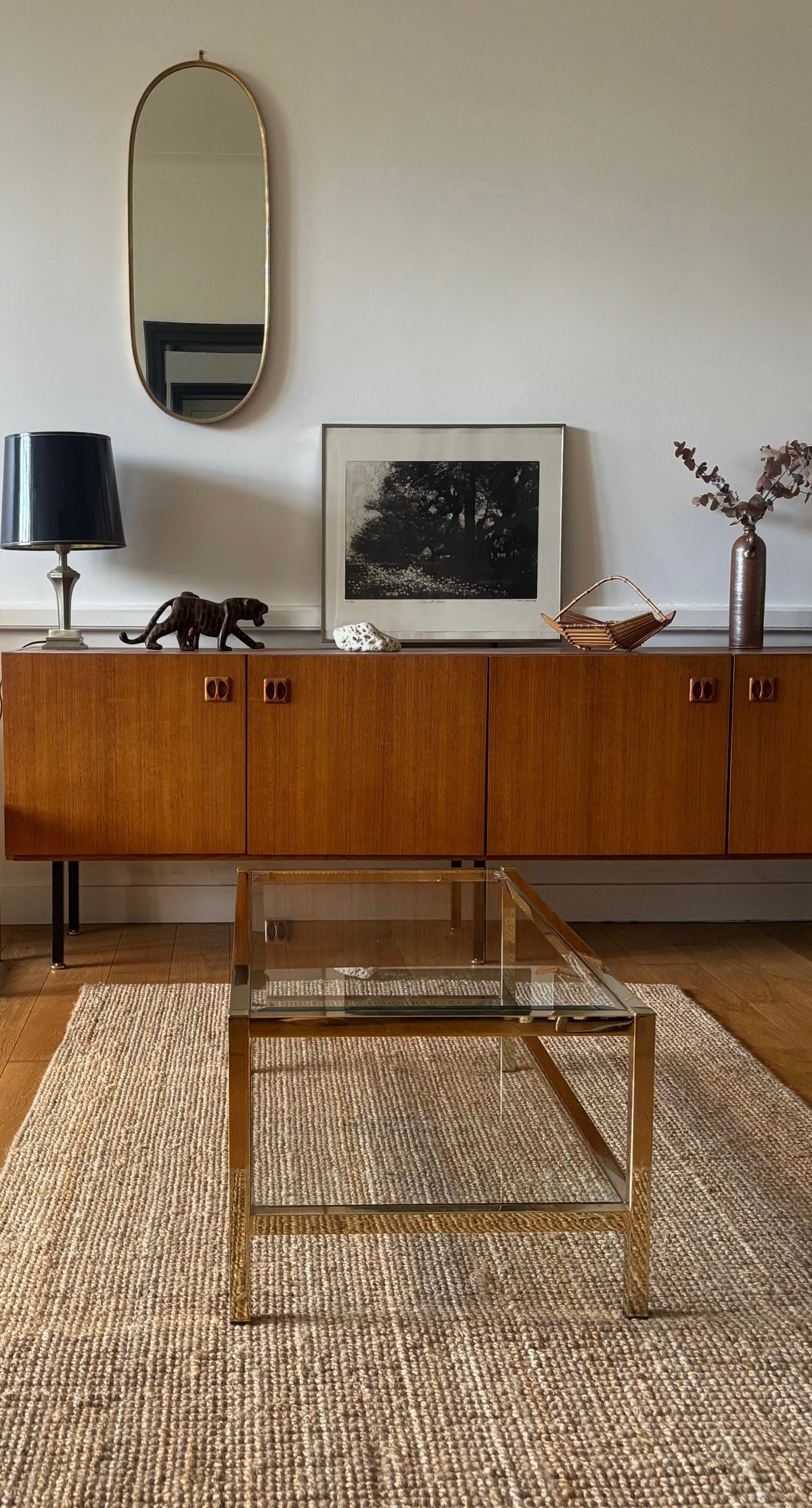 Table basse à double plateau des années 70-80.