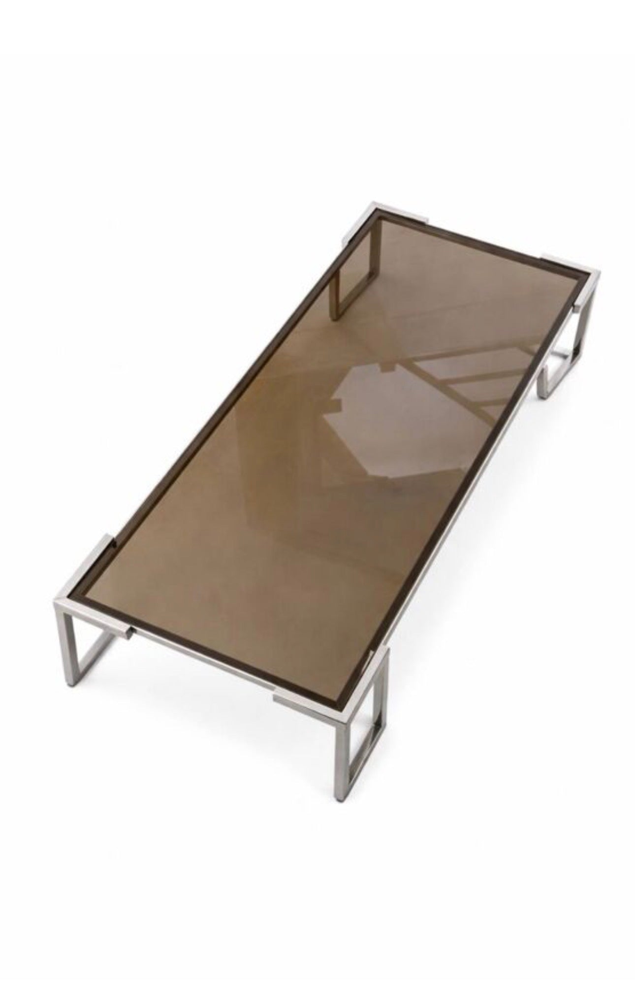 Table basse chrome et verre fumé – années 70