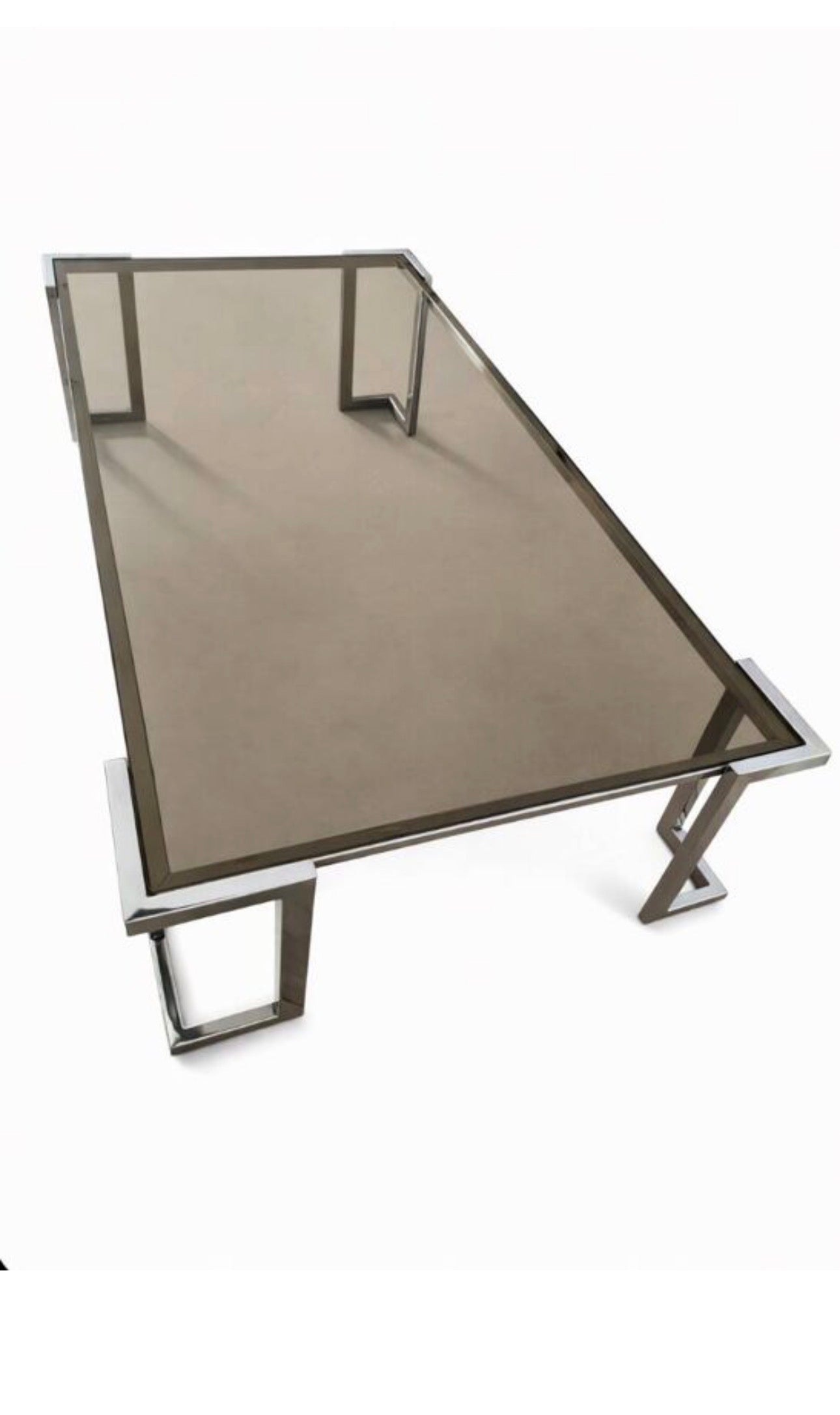Table basse chrome et verre fumé – années 70