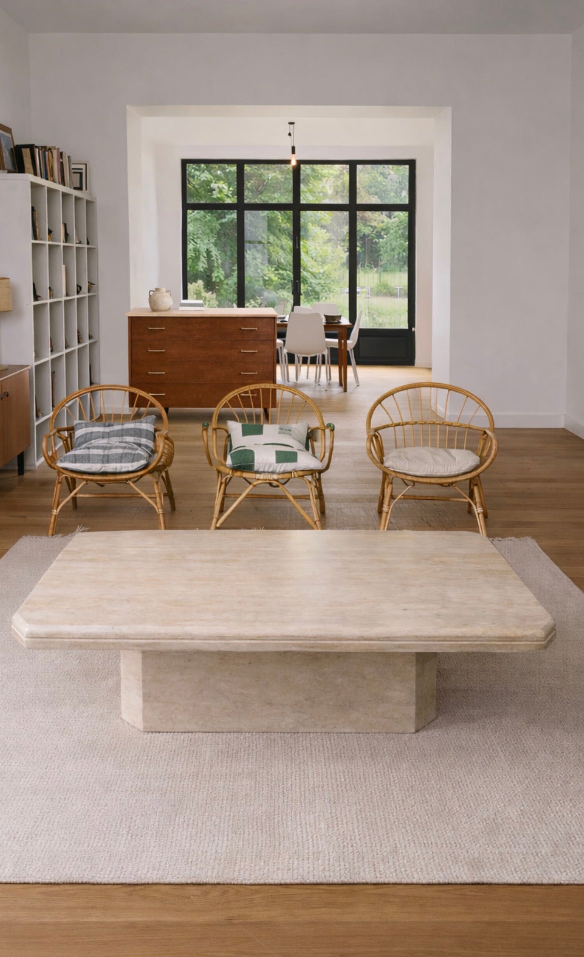 Table basse en travertin années 80