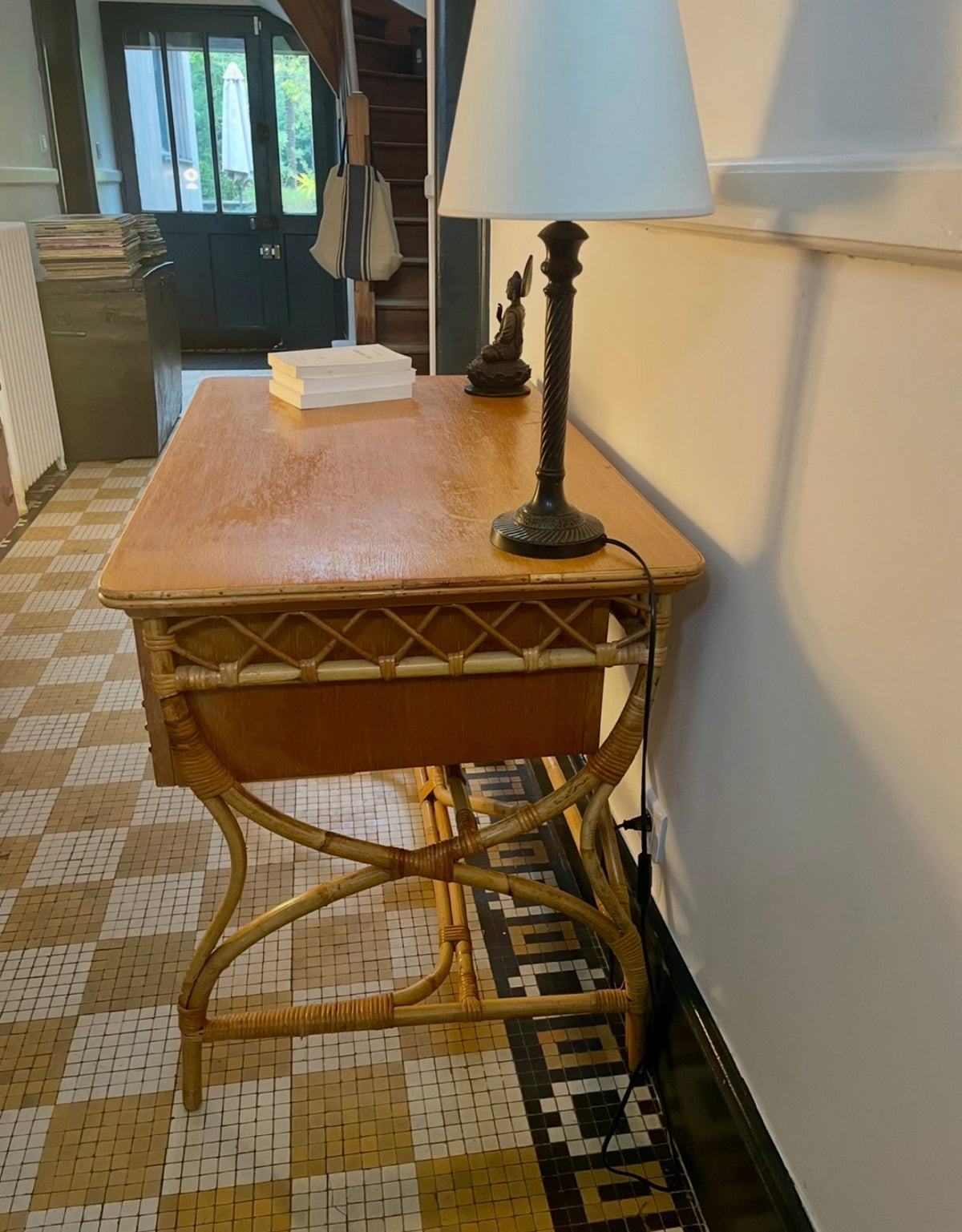 Bureau en rotin et bois – années 1960