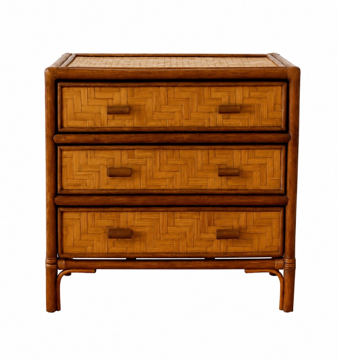 Commode en rotin et bambou tressé – années 70
