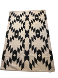 Tapis kilim en laine à motifs géométriques – noir & écru