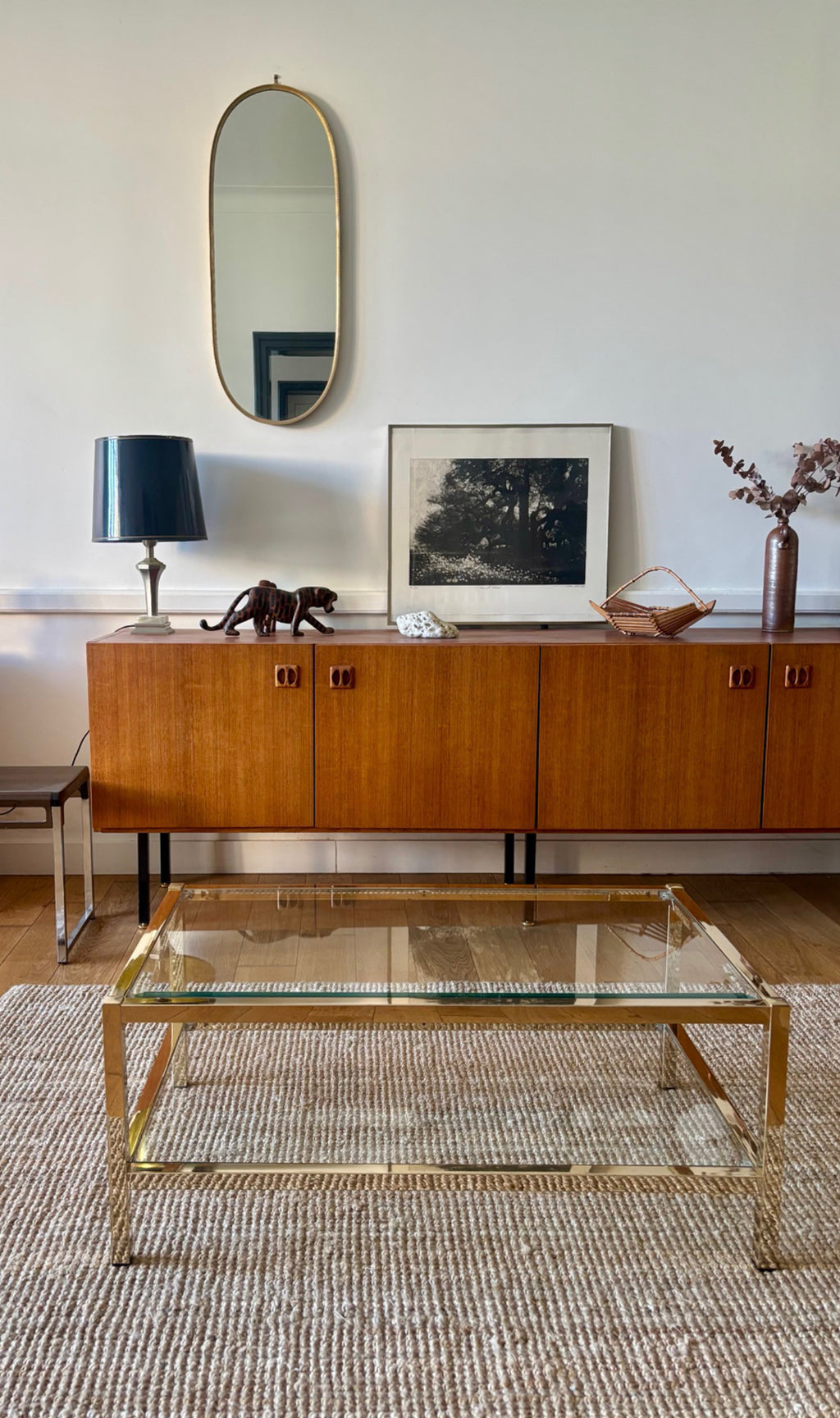 Table basse à double plateau des années 70-80.