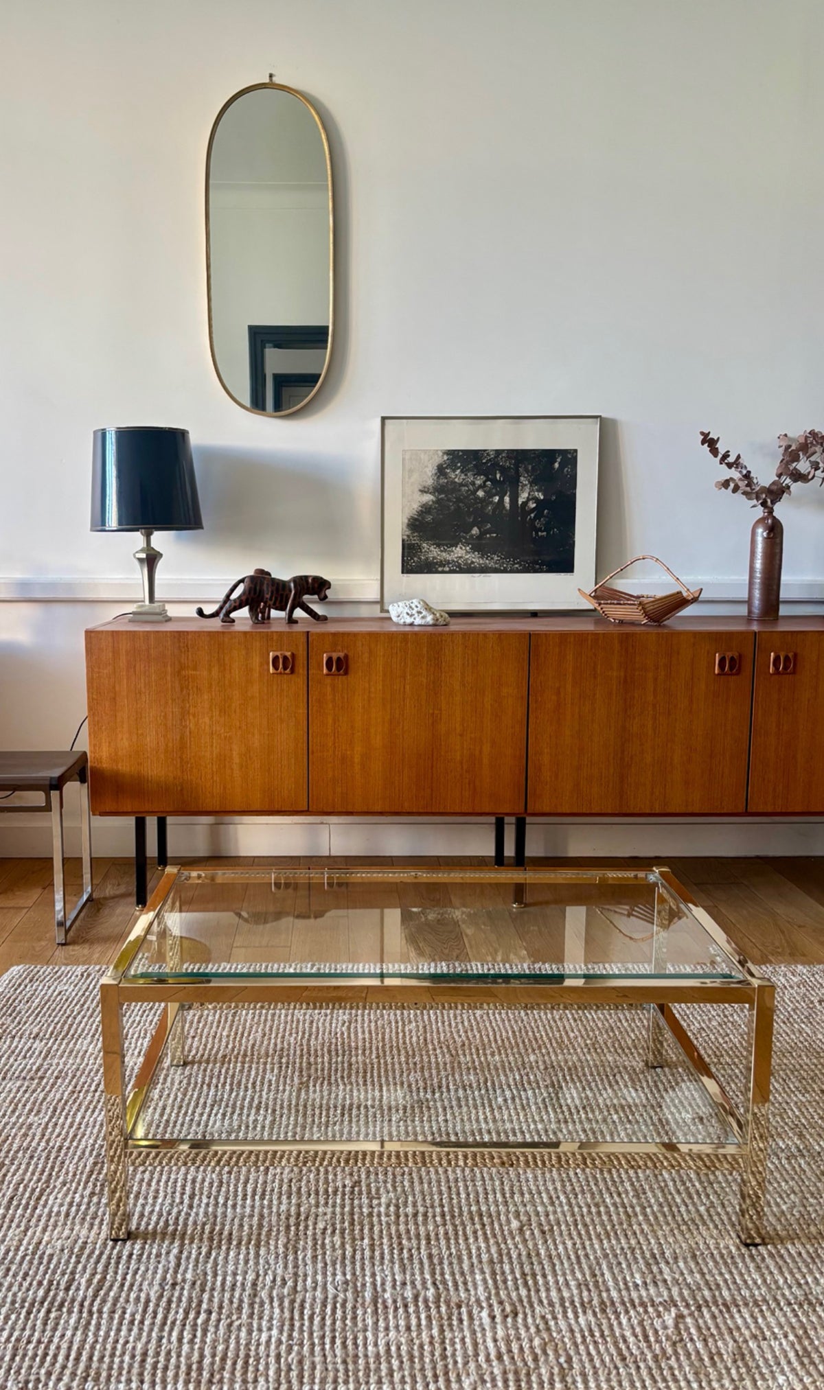 Table basse à double plateau des années 70-80.