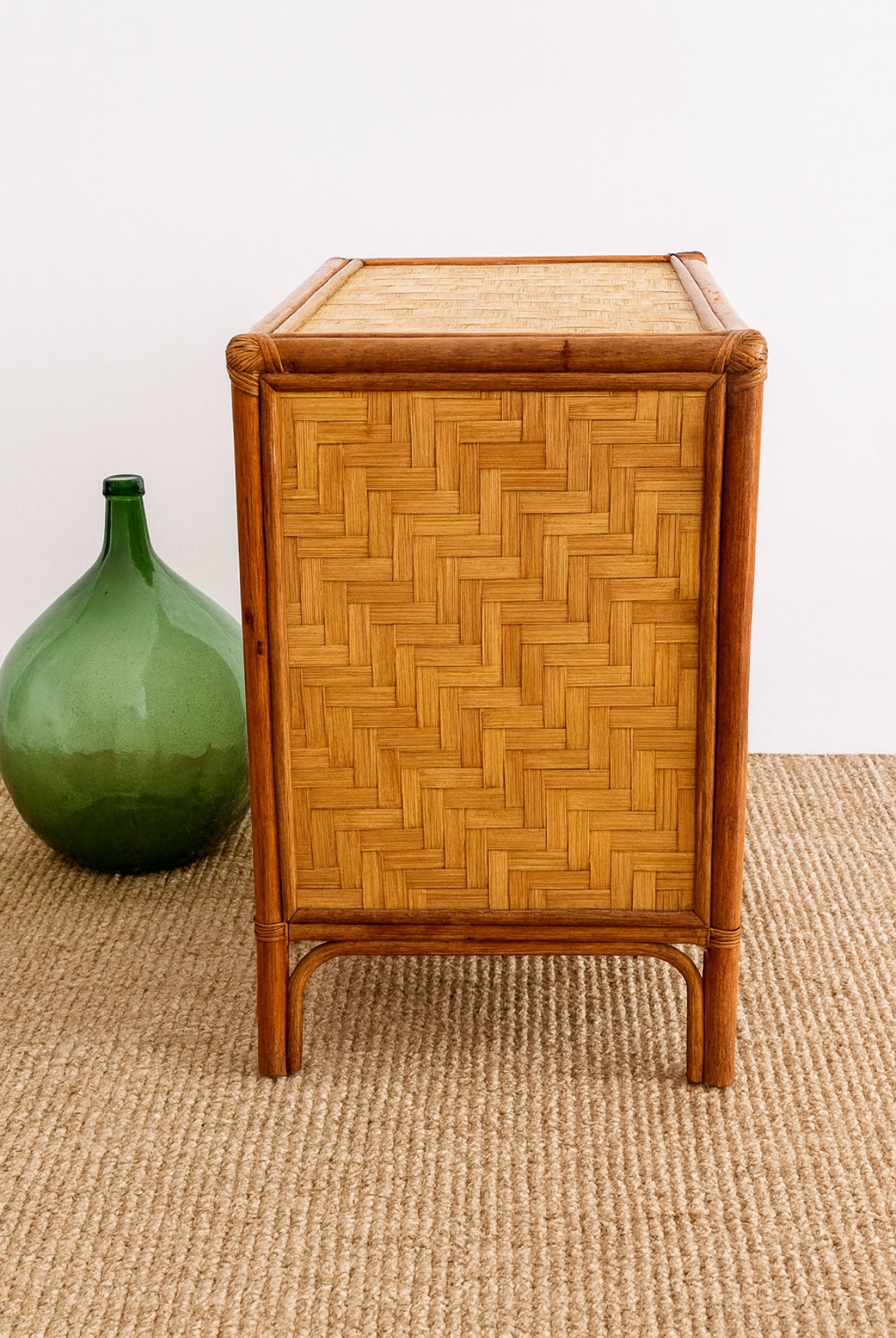 Commode en rotin et bambou tressé – années 70