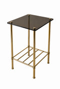 Table d’appoint en laiton et verre fumé – années 80/90