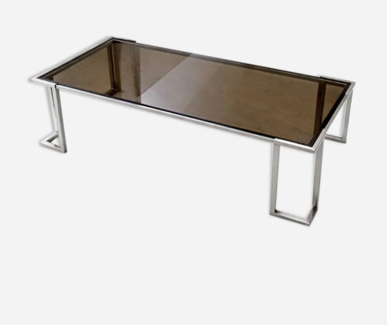 Table basse chrome et verre fumé – années 70