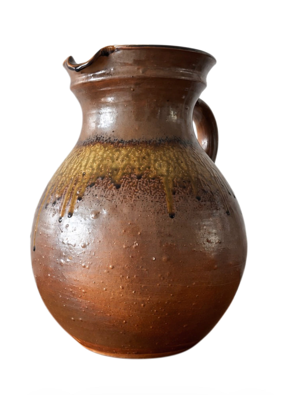 Grand pichet pot de sol XXL en grès vernissé — Esprit Wabi-Sabi 1960-1970