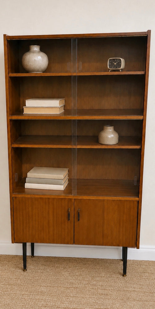 Bibliothèque vitrée moderniste années 60