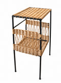 Table d’appoint en métal et osier tressé – années 70/80