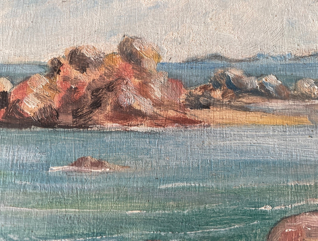 Paysage marin sur bois – Trégastel, 1957