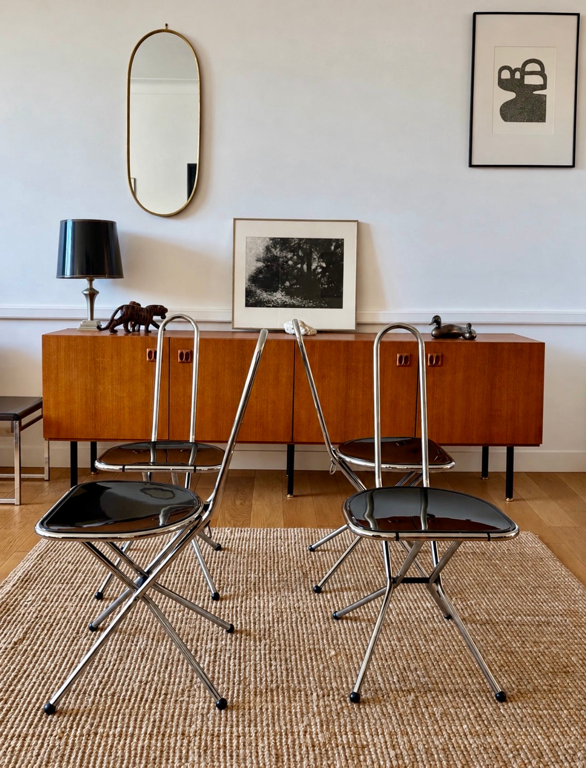 4 CHAISES PLIANTES ISAK — NIELS GAMMELGAARD POUR IKEA, 1986
