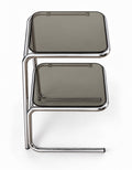 Sellette chrome et verre fumé à deux niveaux années 70/80.