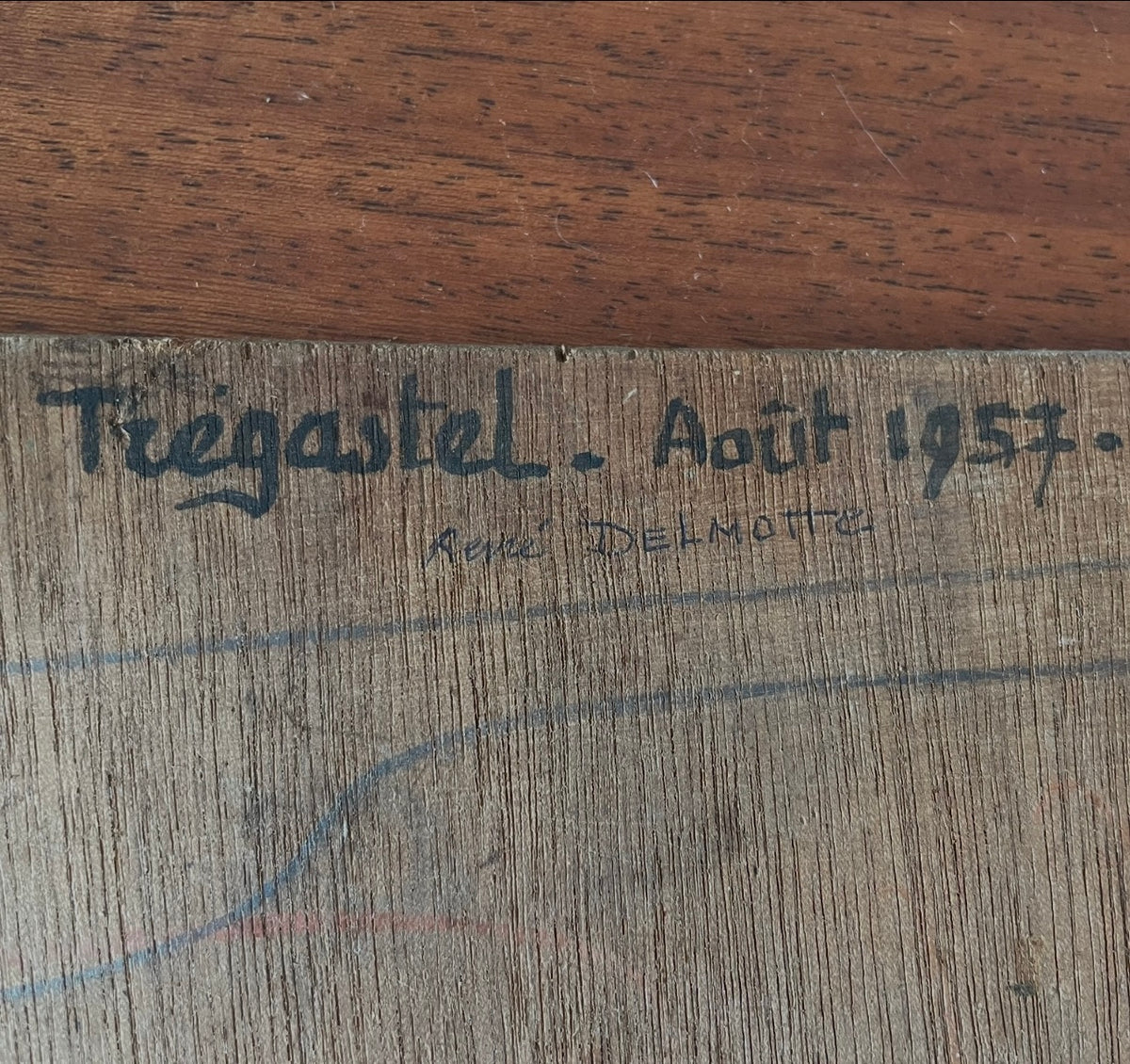 Paysage marin sur bois – Trégastel, 1957