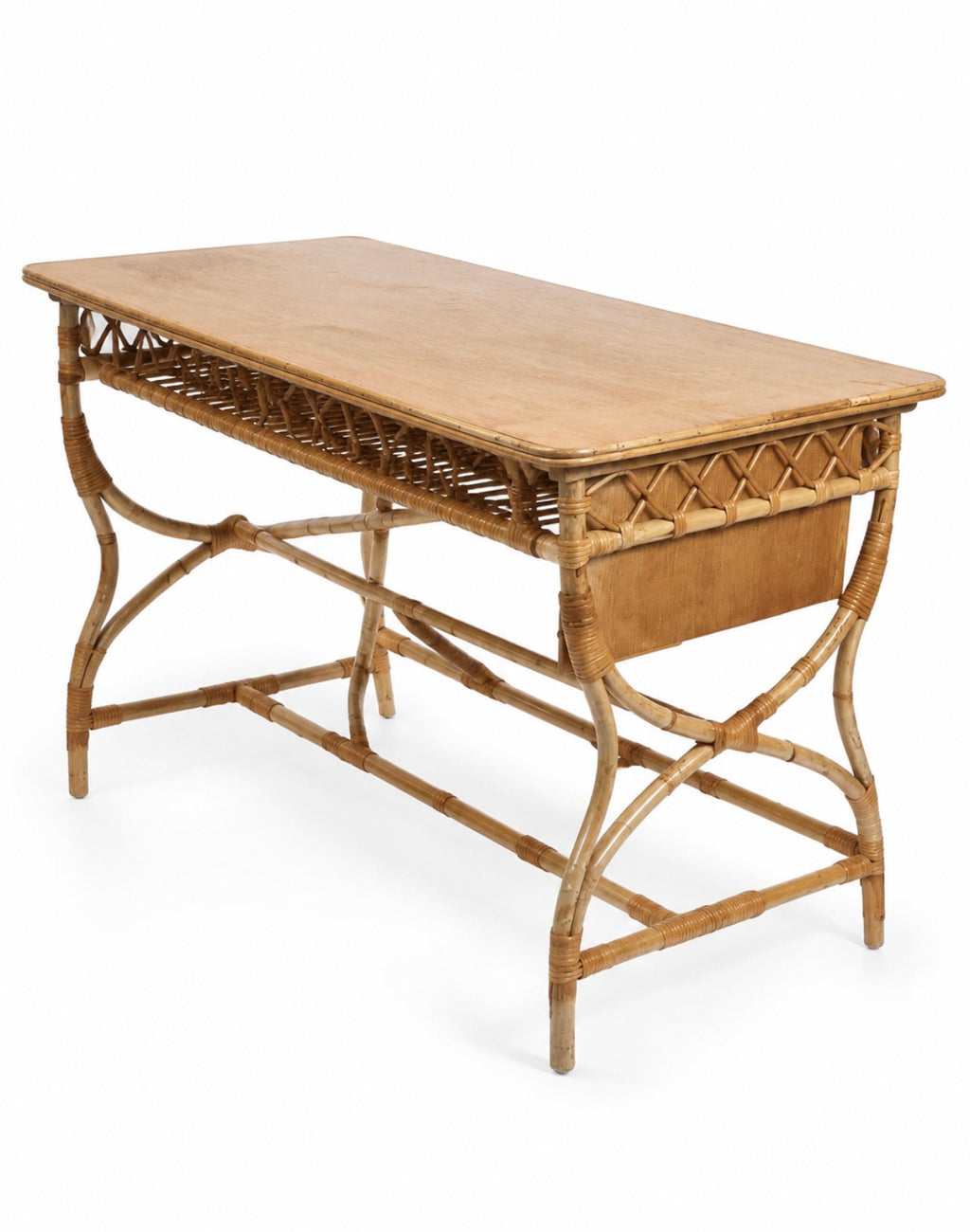 Bureau en rotin et bois – années 1960
