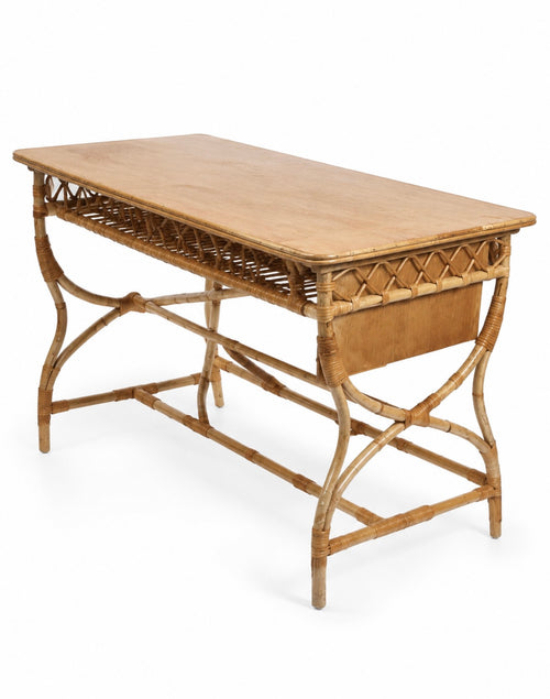 Bureau en rotin et bois – années 1960