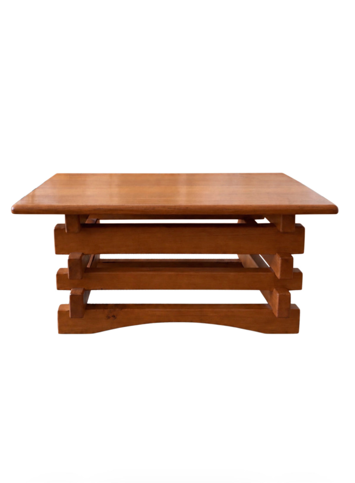 Table basse brutaliste en orme –– années 70