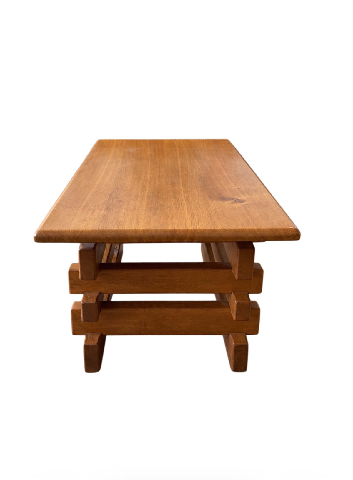 Table basse brutaliste en orme –– années 70