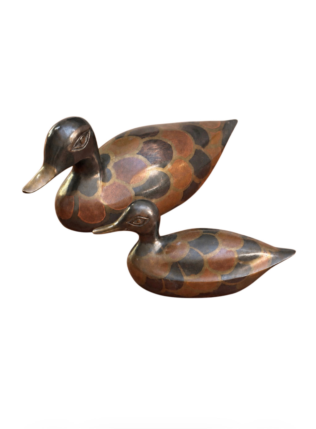 Duo de canards en laiton patiné – Années 70