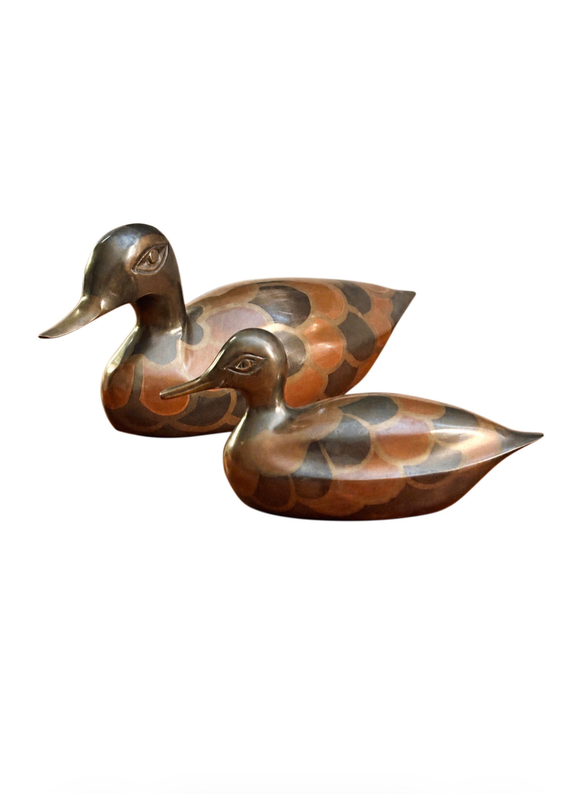 Duo de canards en laiton patiné – Années 70