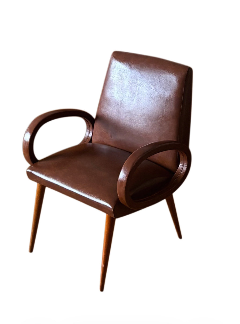 Fauteuil moderniste à accoudoirs ovales, années 1950-1960